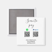 Paypal Cashapp QRコードでビジネス名を入れて支払う マグネット (正面/裏面)
