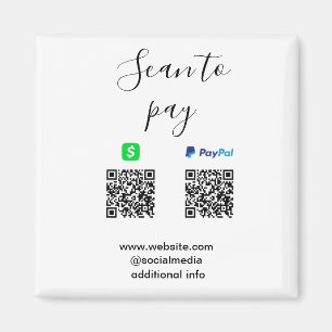 Paypal Cashapp QRコードでビジネス名を入れて支払う マグネット