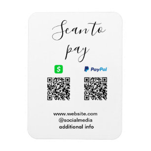 Paypal Cashapp QRコードでビジネス名ロゴをスキャンして支払う マグネット