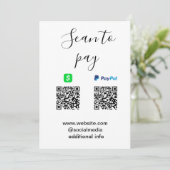 Paypal Cashapp QRコードでビジネス名ロゴをスキャンして支払う 招待状 (スタンド正面)