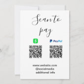 Paypal Cashapp QRコードでビジネス名ロゴをスキャンして支払う 招待状 (裏面)