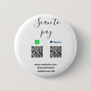 Paypal Cashapp QRコードでビジネス名ロゴをスキャンして支払う 缶バッジ
