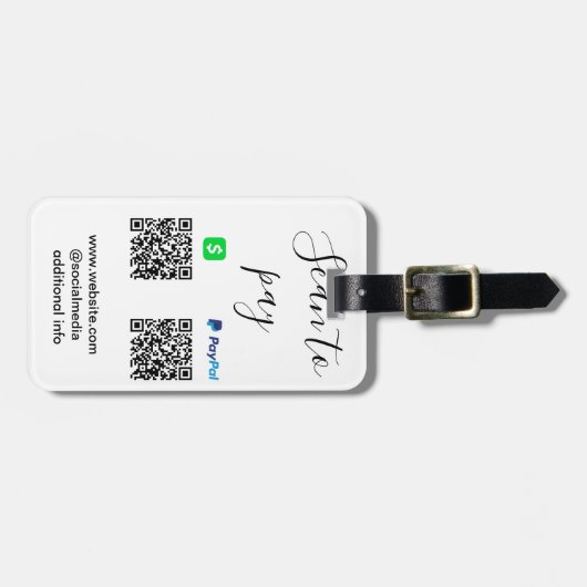 Paypal Cashapp QRコードで支払う ビジネス名ロゴ追加 ラゲッジタグ (正面横)
