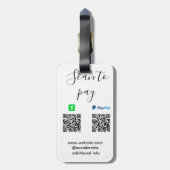 Paypal Cashapp QRコードで支払う ビジネス名ロゴ追加 ラゲッジタグ (裏面縦)