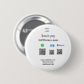 Paypal Cashapp Venmo スキャン払いQRコード ビジネス用追加 缶バッジ (正面&裏面)