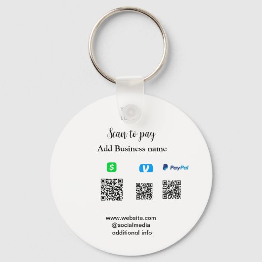 Paypal Cashapp Venmo QRコードでビジネスへの支払い キーホルダー (正面)