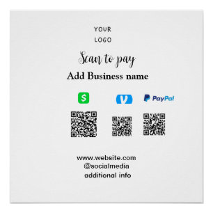 Paypal Cashapp Venmo QRコードでビジネスへの支払い ポスター