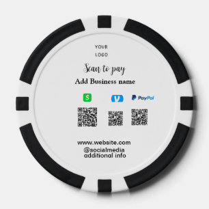 Paypal Cashapp Venmo QRコードでビジネスへの支払い ポーカーチップ