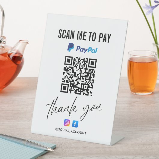 PAYPAL QRコードスキャンでお礼を支払う 台座サイン (インサイチュ)