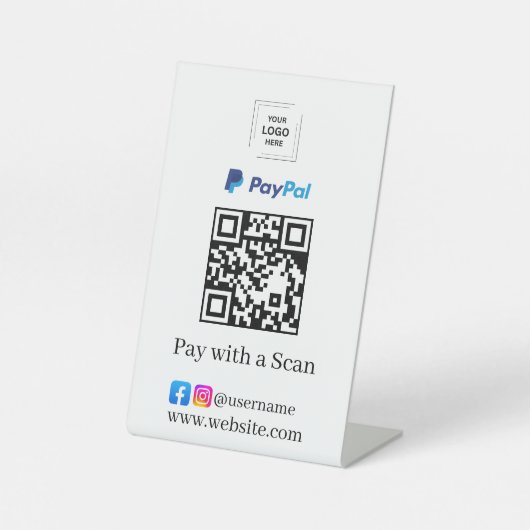 PayPal QRコードスキャン決済ビジネス用ペデスタルサイン 台座サイン (正面)