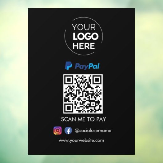 Paypal QRコード支払 |スキャンして黒に支払う ウィンドウサイン (シート3)