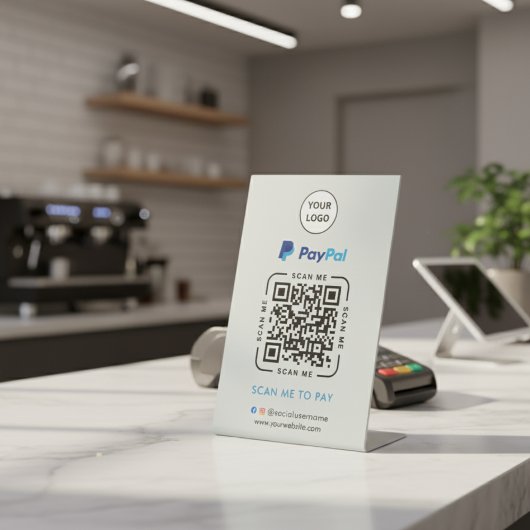 Paypal QRコード決済 | ビジネスロゴをスキャンして支払う 台座サイン