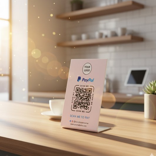Paypal QRコード決済 | ビジネスロゴをスキャンして支払う 台座サイン