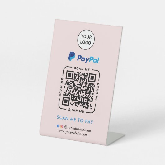 Paypal QR Code Payment | Scan to Pay Business Logo 台座サイン (正面)
