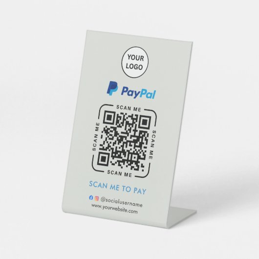 Paypal QR Code Payment | Scan to Pay Business Logo 台座サイン (正面)