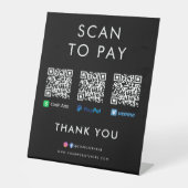 Paypal VenmoキャッシュアプリスキャンしてQRコードブラックを支払う 台座サイン (正面)