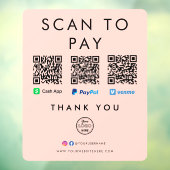 Paypal Venmo Cash AppスキャンしてQRコードロゴを支払う ウィンドウサイン (シート3)