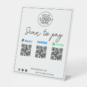 PayPal Venmo Cash Appモバイル決済スクリプト 台座サイン (正面)