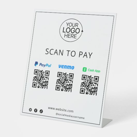 PayPal Venmo Cash App非接触型モバイル決済 台座サイン (正面)