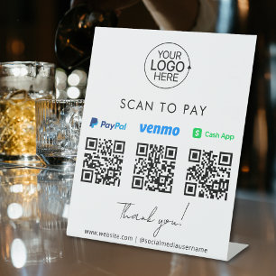 PayPal Venmo Cash App QRコード支払ロゴの追加 台座サイン