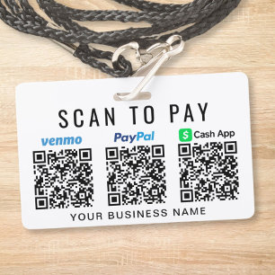 Paypal Venmo CashApp QRコード スキャンして支払う バッジ