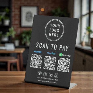 Paypal Venmo CashApp QRコード スキャンで支払う ロゴ 台座サイン