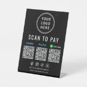 Paypal Venmo CashApp QRコード スキャンで支払う ロゴ 台座サイン (正面)