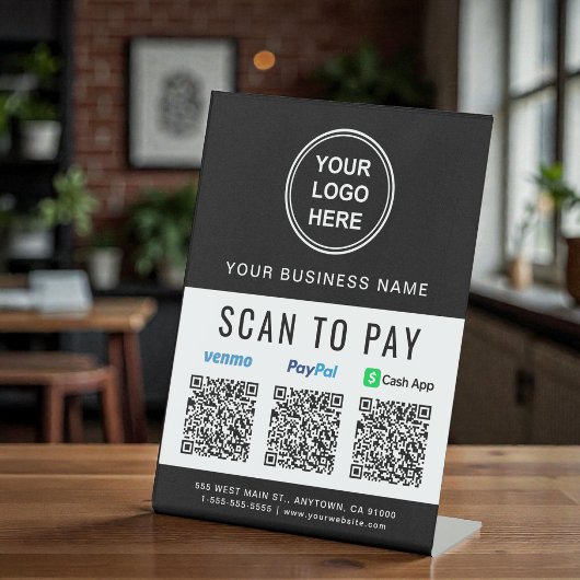 Paypal Venmo CashApp QRコード ロゴ スキャンで支払い  台座サイン