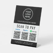 Paypal Venmo CashApp QRコード ロゴ スキャンで支払い  台座サイン (正面)