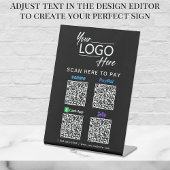 Paypal Venmo CashApp Zelle QRコードロゴブラック 台座サイン