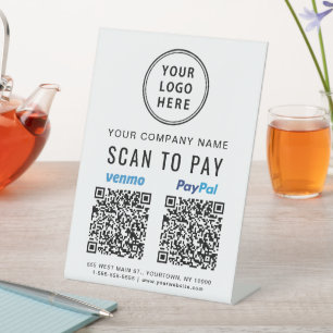Paypal Venmo QRコードを支払うロゴスキャン 台座サイン