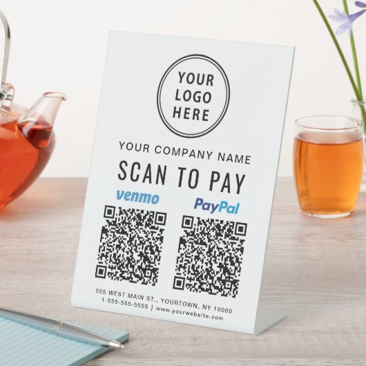 Paypal Venmo QRコードを支払うロゴスキャン 台座サイン (インサイチュ)
