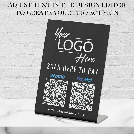 Paypal Venmo QRコードブラックに支払うロゴスキャン 台座サイン