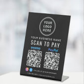 Paypal Venmo QRコード スキャンで支払う ロゴ ブラック 台座サイン