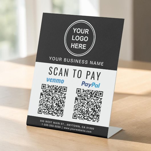 PayPal Venmo QRコード ロゴ 黒白 スキャン支払い 台座サイン
