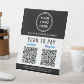 PayPal Venmo QRコード ロゴ 黒白 スキャン支払い 台座サイン (インサイチュ)