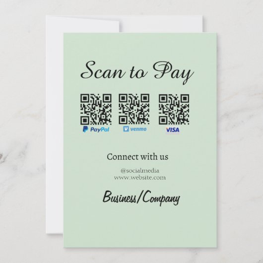 PayPal Venmo VISAカード QRソーシャルメディアでスキャンして支払う 招待状 (正面)
