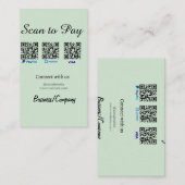 PayPal Venmo Visa カードスキャンで支払う QR ソーシャルメディア 名刺 (正面/裏面)