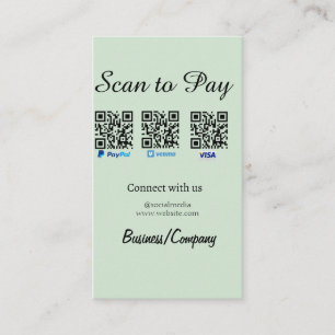 PayPal Venmo Visa カードスキャンで支払う QR ソーシャルメディア 名刺