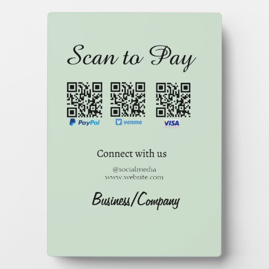 paypal venmo visa card scan to pay QR social media フォトプラーク (正面)