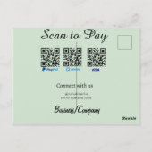 paypal venmo visa card scan to pay QR social media ポストカード (裏面)
