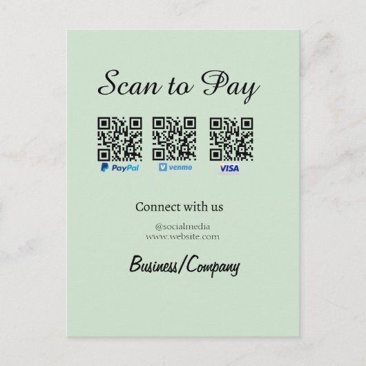 paypal venmo visa card scan to pay QR social media ポストカード (正面)