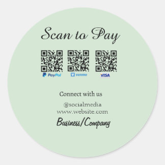 paypal venmo visa card scan to pay QR social media ラウンドシール