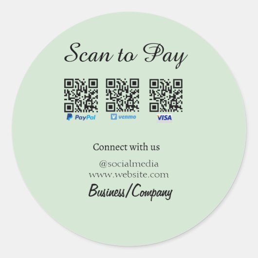paypal venmo visa card scan to pay QR social media ラウンドシール (正面)