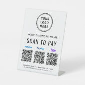 PayPal Venmo Zelle QRコード ロゴ スキャン決済 台座サイン (正面)