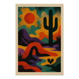 Paysage Désertique Abstrait en Couleur ポスター