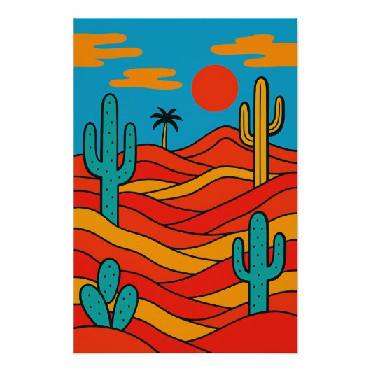 Paysage Désertique Abstrait Géométrique ポスター (正面)