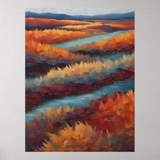 Paysage impressionniste aux couleurs d'automne ポスター