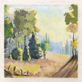Paysage nature et sous bois en fôret, déco murale. ガラスコースター (正面)