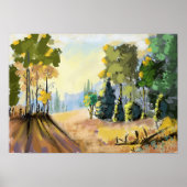 Paysage nature et sous bois en fôret, déco murale. ポスター (正面)